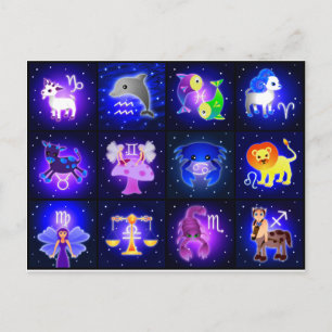 Cute Zodiac Characters Postcard