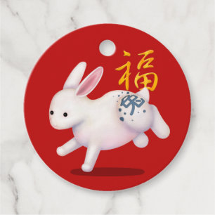 Cute Zodiac Rabbit "Fortune" Chinese New Year Luck Favour Tags
