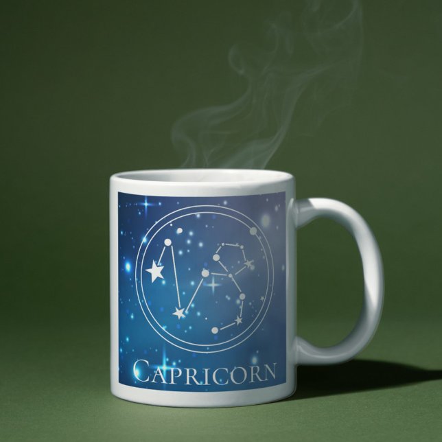 Cute Zodiac Sign CAPRICORN Purple Blue Monogram Mug (Cute Zodiac Sign CAPRICORN Purple Blue Monogram Mug)
