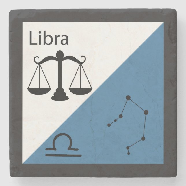 Cute Zodiac Symbol, Sign & Star Layout-Libra Stone Coaster (Front)