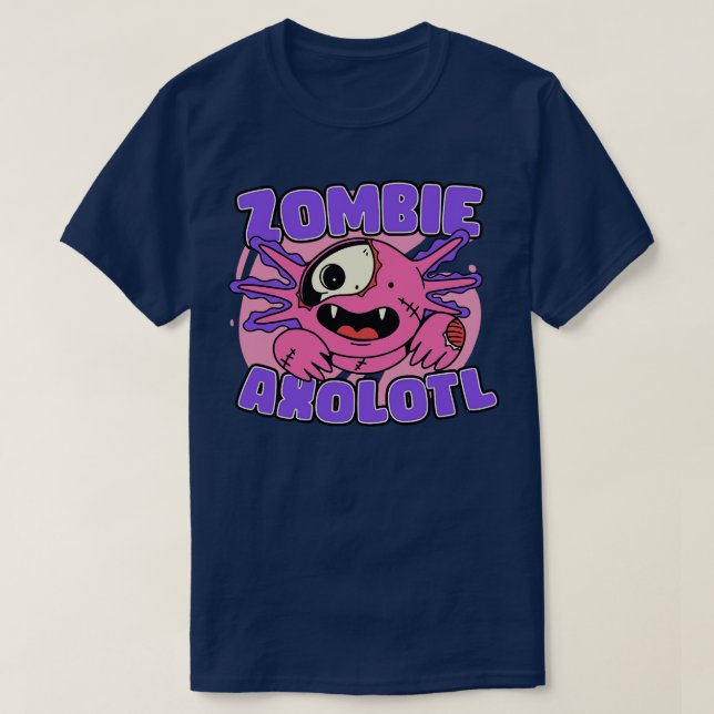 Cute Zombie Axolotl Funny Halloween Zombie Animals T-Shirt (Design Front)