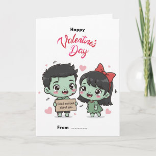 Cute Zombie Couple Dead Serious Valentine Card