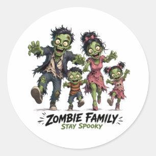 Cute Zombie Family Stay Spooky Classic Round Sticker