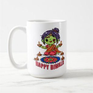 Cute Zombie Girl Celebrating Diwali Coffee Mug
