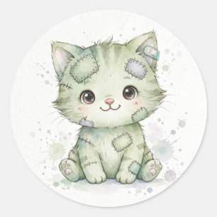 Cute Zombie Kitten Halloween Classic Round Sticker