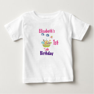 Cute Zoo Animal Ark First Birthday Baby T-Shirt