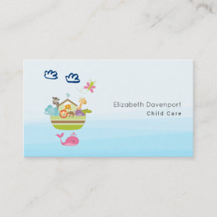 Cute Zoo Animal Ark with a Butterfly and Whale Business Card