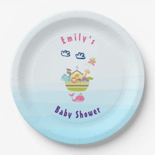 Cute Zoo Animal Ark with a Butterfly and Whale Paper Plate