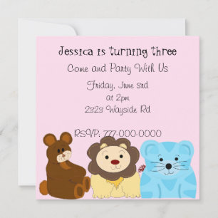 Cute Zoo Animal Birthday Invitation