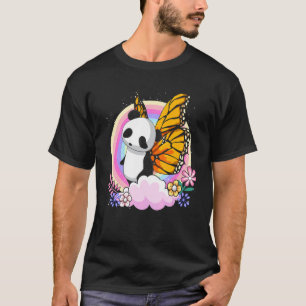 Cute Zoo Animal Fantasy Rainbow Butterfly Panda T-Shirt