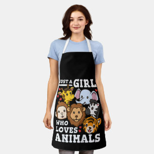 Cute Zoo Animals Elephant & Giraffe Illustration  Apron