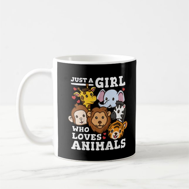 Cute Zoo Animals Elephant & Giraffe Illustration  Coffee Mug (Left)