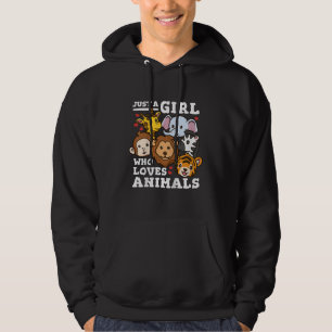 Cute Zoo Animals Elephant & Giraffe Illustration Hoodie