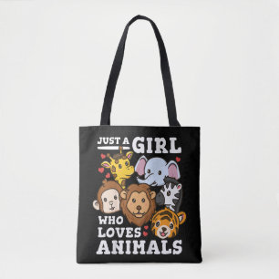 Cute Zoo Animals Elephant & Giraffe Illustration Tote Bag