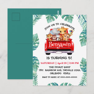 Cute Zoo jungle farm truck tractor boy Birthday Postcard