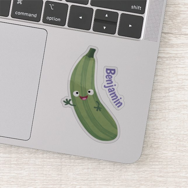 Cute zucchini happy cartoon illustration (Detail)