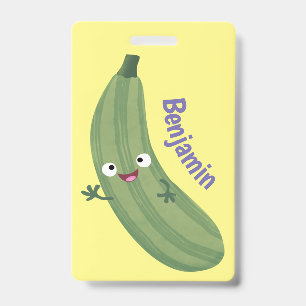 Cute zucchini happy cartoon illustration badge