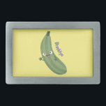 Cute zucchini happy cartoon illustration belt buckle<br><div class="desc">This happy zucchini vegetable is fun drawn in cute cartoon style.</div>