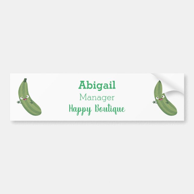 Cute zucchini happy cartoon illustration  bumper sticker (Front)