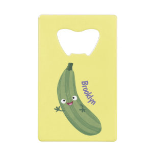 Cute zucchini happy cartoon illustration credit card bottle opener