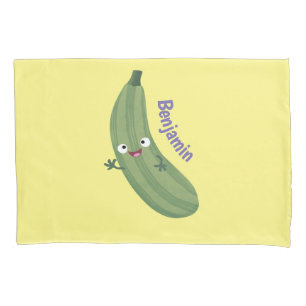 Cute zucchini happy cartoon illustration pillowcase