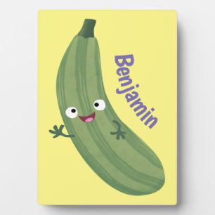 Cute zucchini happy cartoon illustration plaque