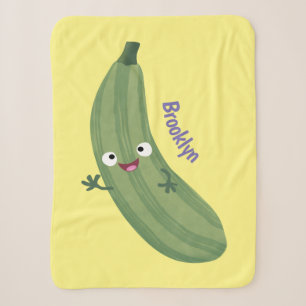 Cute zucchini happy cartoon illustration sherpa blanket