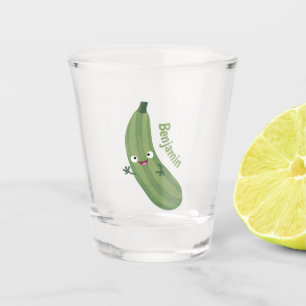 Cute zucchini happy cartoon illustration  shot glass