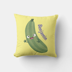 Cute zucchini happy cartoon illustration throw pillow