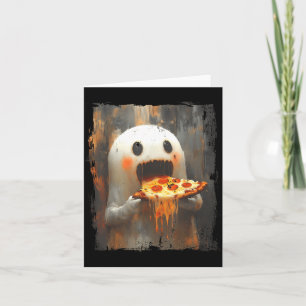 Cute Zza Ghost Eating Zza Funny Halloween Food Lov Card