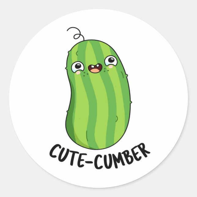 Cutecumber Funny Cucumber Pun Classic Round Sticker (Front)