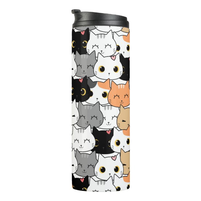 CuteCute Cat Crowd Pattern Thermal Tumbler (Rotated Right)