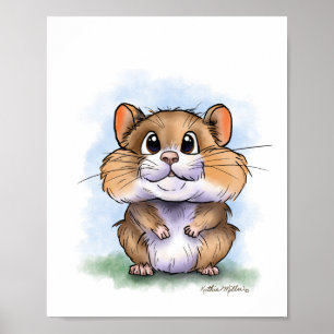 CuteFluffy Hamster Cartoon Poster