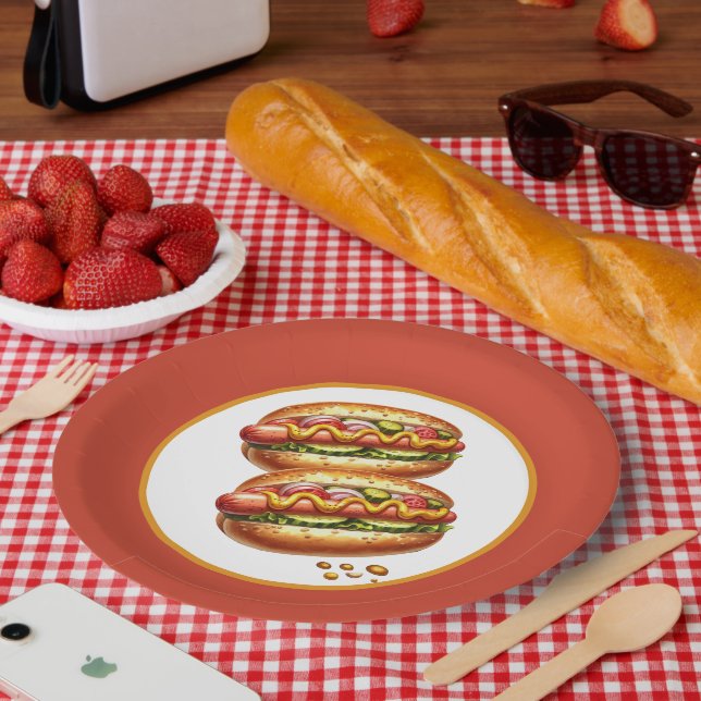 Cutegrilled hotdog party paper plate (Picnic)