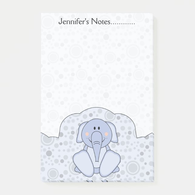Cutelyn Baby Blue Elephant Post-it Notes (Front)