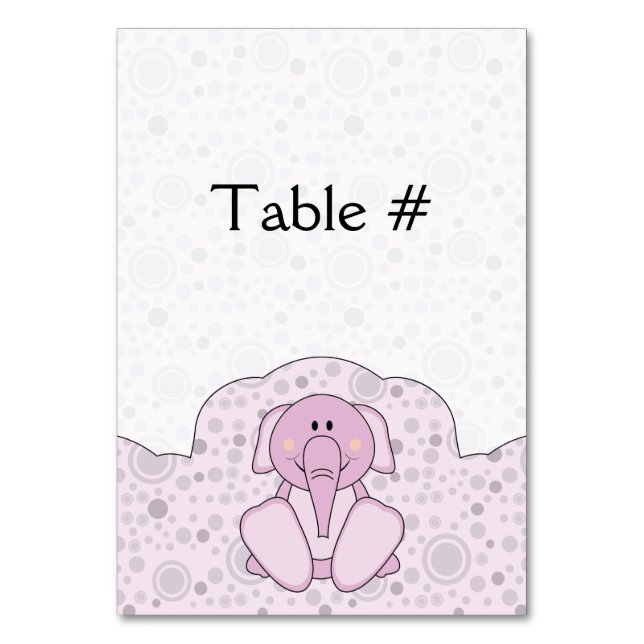 Cutelyn Baby Pink Elephant Table Number (Front)
