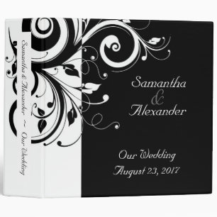 CuteNComfy Black Reverse Swirl Wedding Binder