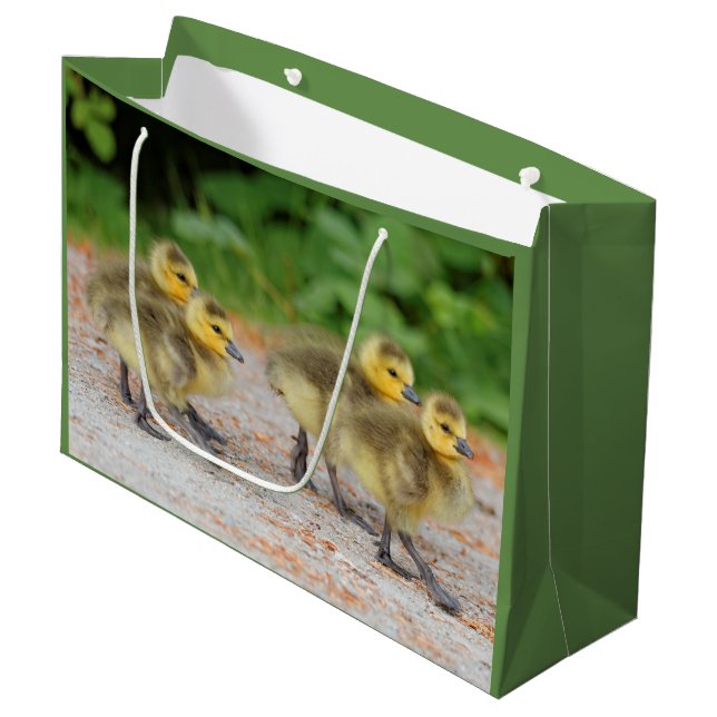 Cuteness on Parade: Canada Goose Goslings Large Gift Bag (Front Angled)