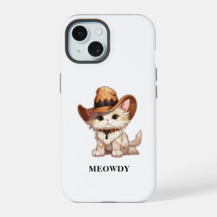 Cuteness Overload Meowdy Western Cat iPhone 15 Case