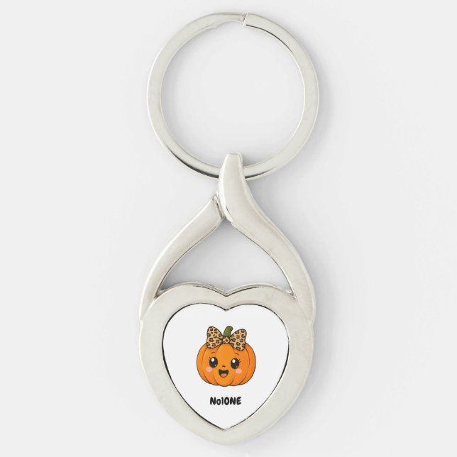 CuteOrange Little Pumpkin Halloween Customize Name Keychain (Front)