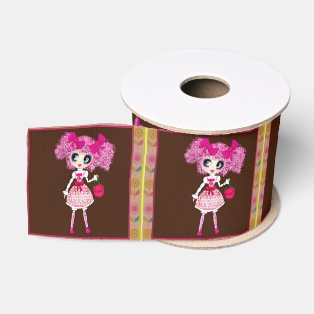 CutePpretty Girly PinkyP Pink Kawaii Girl by LeahG Grosgrain Ribbon (Spool)