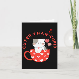 Cuter Than Cupid Kawaii Cat In Mug Fur Mom Kitten Card