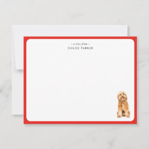 CuteRed Border Golden Doodle Christmas Thank you Card
