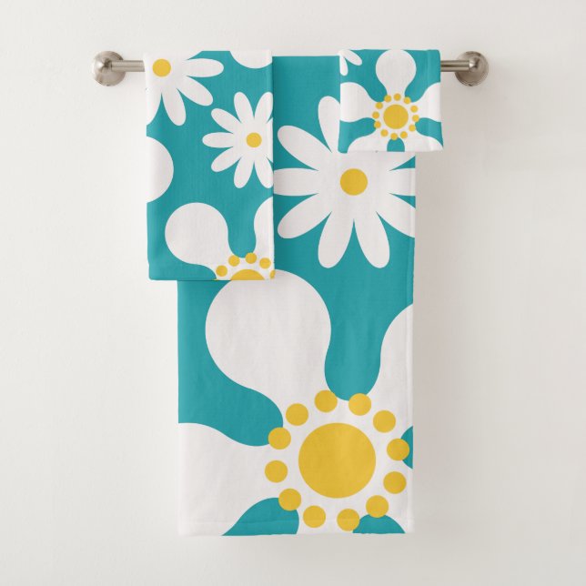 Cutes 60s mod retro flower towel set (Insitu)