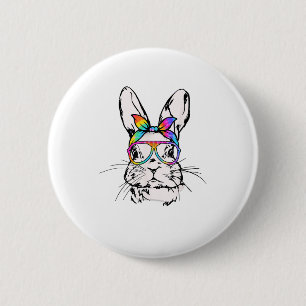 Cutes Bunny Messy Bun Tie Dye Bandana Rabbit Easte 2 Inch Round Button