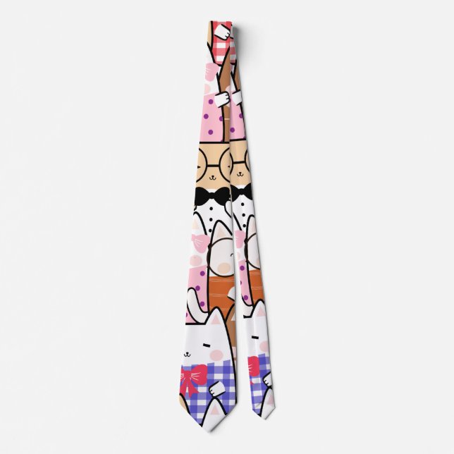 Cutes seamless pattern cats   tie (Front)