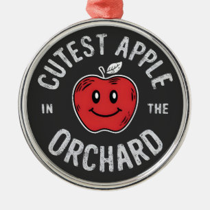 Cutest Apple in the Orchard Apple Picking Day Metal Ornament