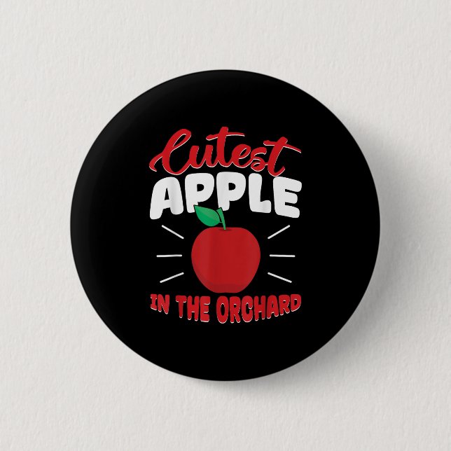 Cutest Apple In The Orchard Funny Apple Picking Ap 2 Inch Round Button (Front)