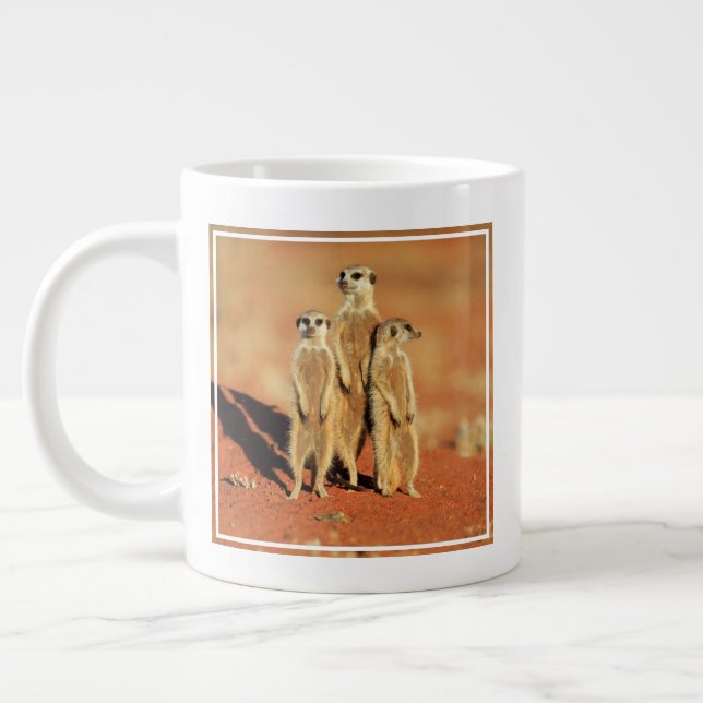 Cutest Baby Animals | 3 Meerkats Large Coffee Mug (Left)