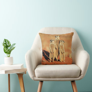 Cutest Baby Animals   3 Meerkats Throw Pillow